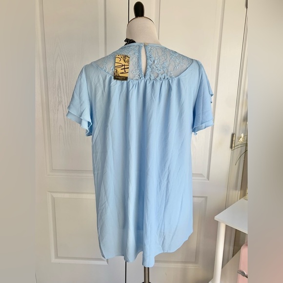 Suzanne Betro Lace Yoke Double Ruffle Sleeve Tunic Too - Picture 12 of 14